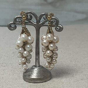 Vintage Pearl Grape Cluster Post Earrings